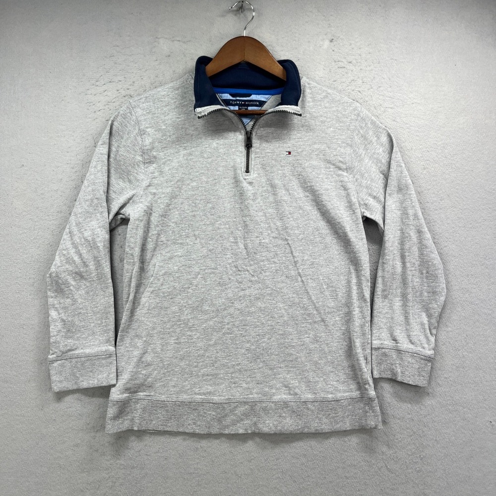 Tommy Hilfiger Pullover Boy XL 20 Gray 1/4 Zip Sweatshirt Long Sleeve Athleisure